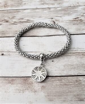 Aromatherapy Stretch Bracelet - Silver Tone